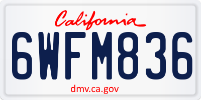 CA license plate 6WFM836