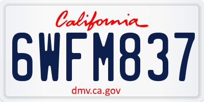 CA license plate 6WFM837