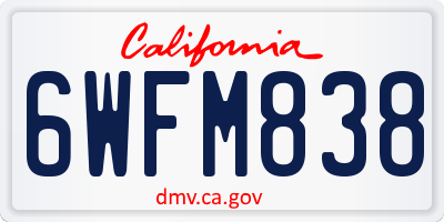 CA license plate 6WFM838