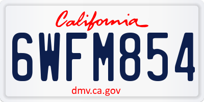 CA license plate 6WFM854