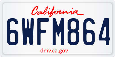 CA license plate 6WFM864