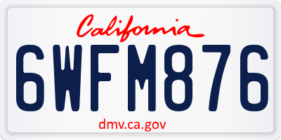 CA license plate 6WFM876