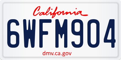 CA license plate 6WFM904