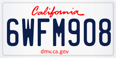CA license plate 6WFM908
