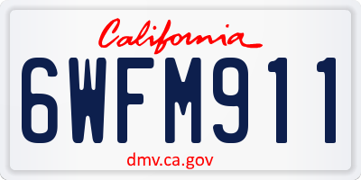 CA license plate 6WFM911