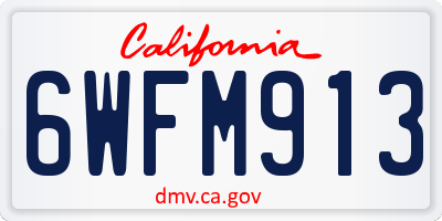 CA license plate 6WFM913