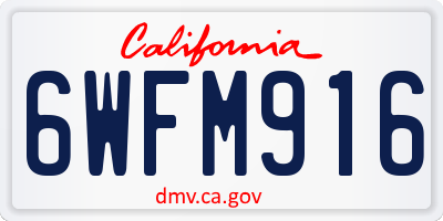 CA license plate 6WFM916