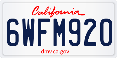CA license plate 6WFM920