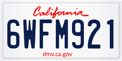 CA license plate 6WFM921