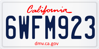 CA license plate 6WFM923
