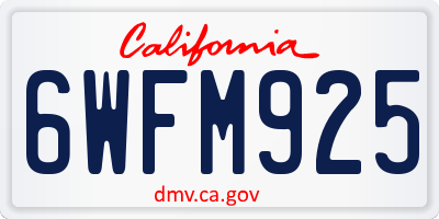 CA license plate 6WFM925