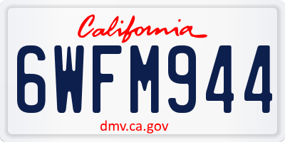CA license plate 6WFM944