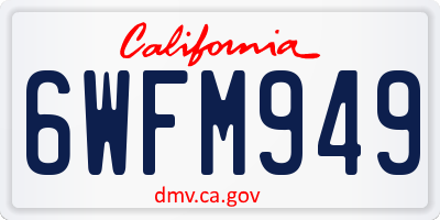 CA license plate 6WFM949