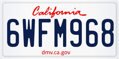 CA license plate 6WFM968