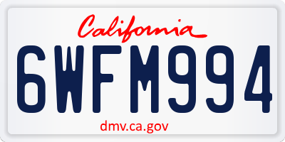 CA license plate 6WFM994