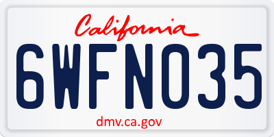 CA license plate 6WFN035