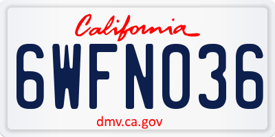 CA license plate 6WFN036