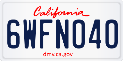 CA license plate 6WFN040