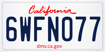 CA license plate 6WFN077