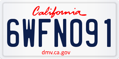 CA license plate 6WFN091