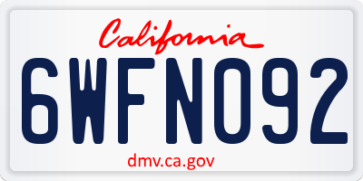 CA license plate 6WFN092