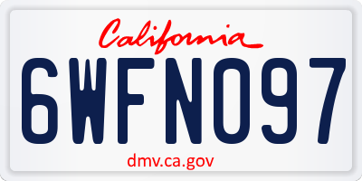 CA license plate 6WFN097