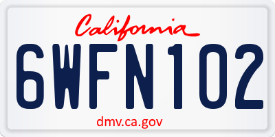 CA license plate 6WFN102