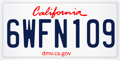 CA license plate 6WFN109