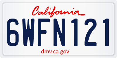 CA license plate 6WFN121
