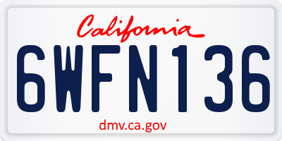 CA license plate 6WFN136