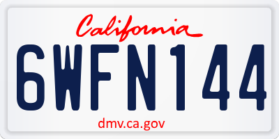CA license plate 6WFN144