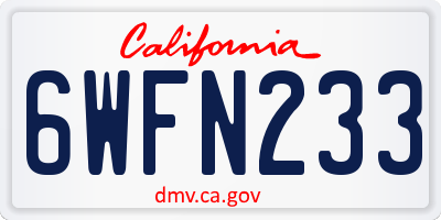 CA license plate 6WFN233