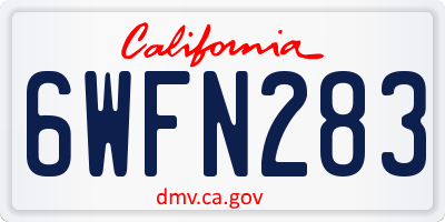 CA license plate 6WFN283