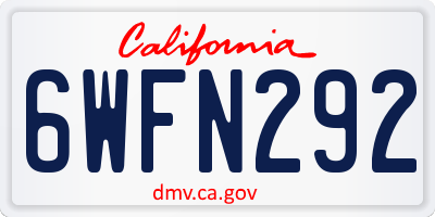 CA license plate 6WFN292
