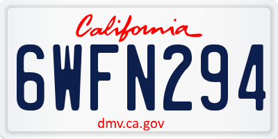 CA license plate 6WFN294