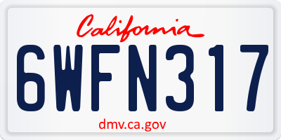 CA license plate 6WFN317