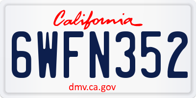 CA license plate 6WFN352