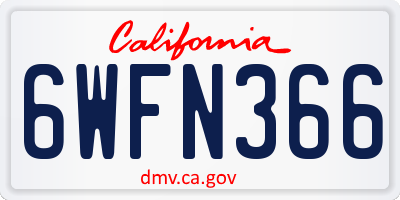 CA license plate 6WFN366