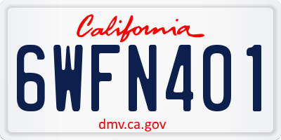 CA license plate 6WFN401