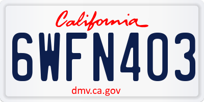 CA license plate 6WFN403