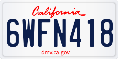 CA license plate 6WFN418