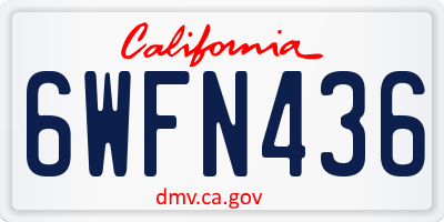 CA license plate 6WFN436