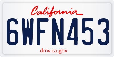CA license plate 6WFN453