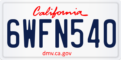 CA license plate 6WFN540