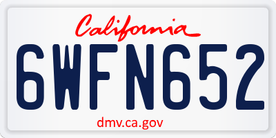 CA license plate 6WFN652