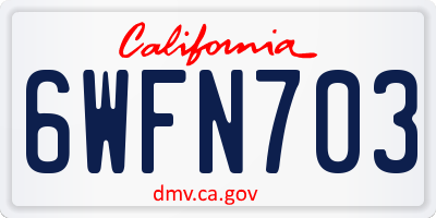 CA license plate 6WFN703