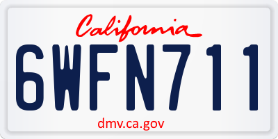 CA license plate 6WFN711