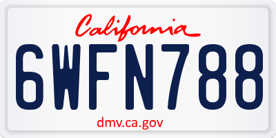 CA license plate 6WFN788