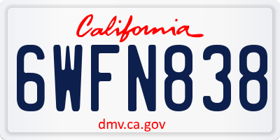 CA license plate 6WFN838