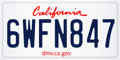 CA license plate 6WFN847